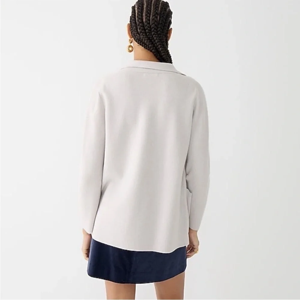 J.Crew Eloise Sweater Blazer Cardigan Light Gray Cotton Blend Women's 2X